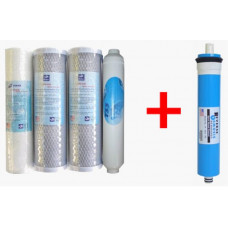 1set 5pcs RO Replacement Filters +50 GPD membrane#FS-4M50